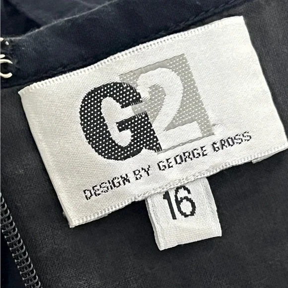G2 by George Gross Womens Dress Size 16 Black Midi V-Neck A-Line 100% Cotton - Picture 8 of 10
